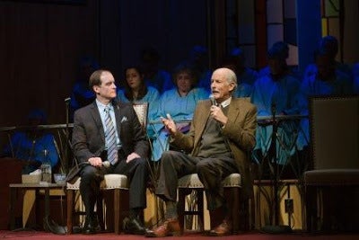 <p>Anthony Fusco and Warren David Keith in a scene from <strong><em>The Christians</em></strong> </p>