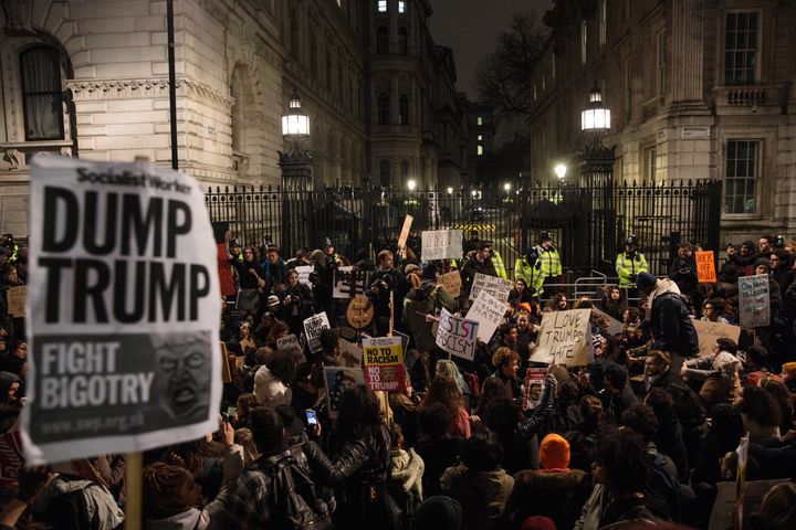 Anti-Trump protests outside Downing Street