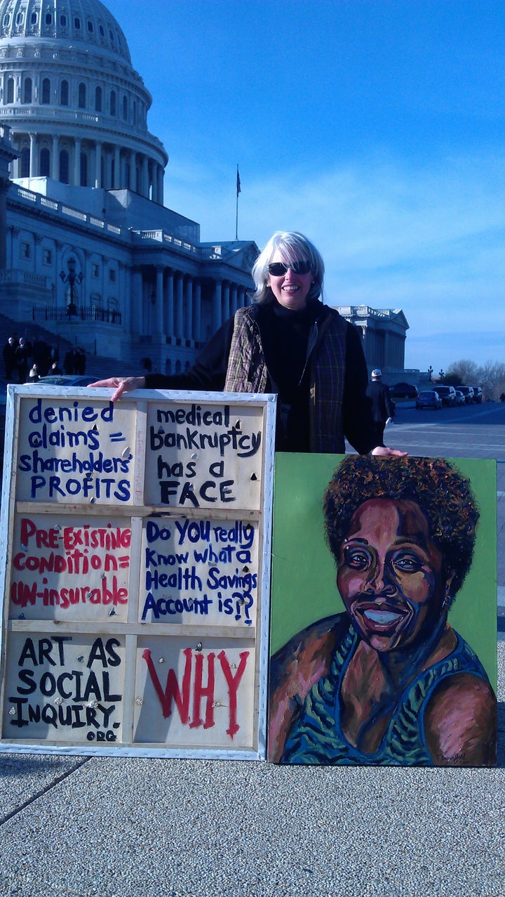 <p>Really tried to engage the public with the back of this sign. Be prepared to be attacked. That happens when we put ourselves out there. You get used to it. No biggie. The attacks made me up my game. I had to know what I was standing up for. </p>