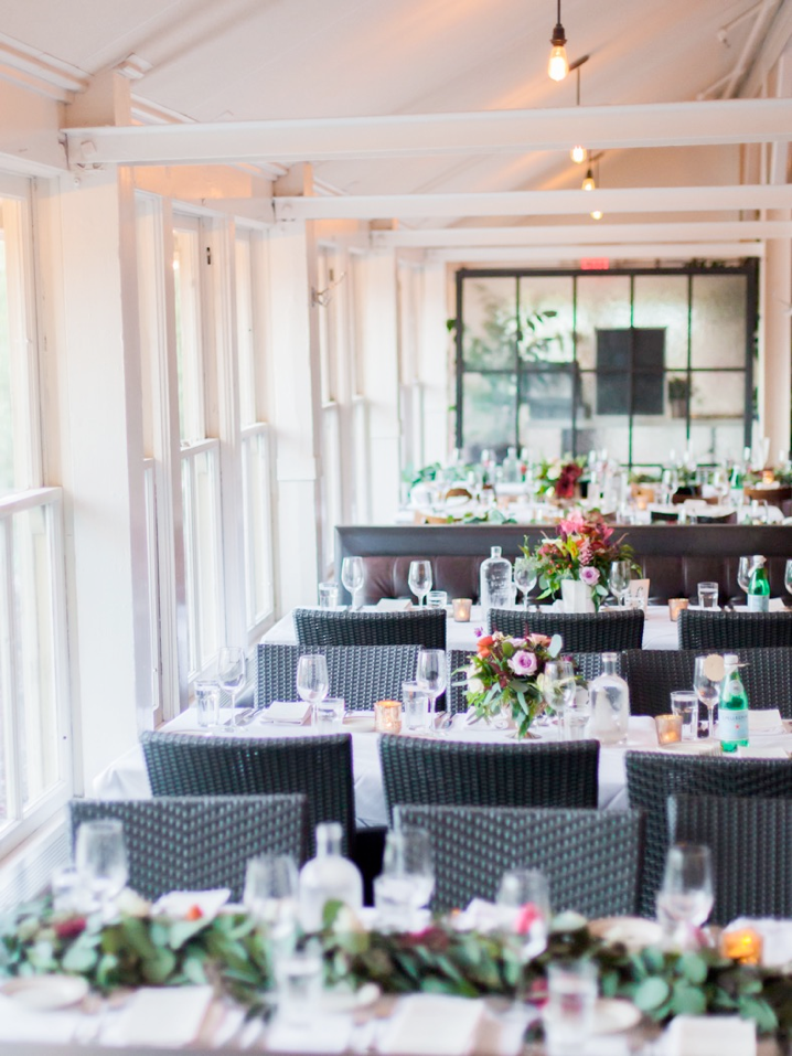 Light and bright simple reception in San Francisco, California. Captured by Kristine Herman Photography.