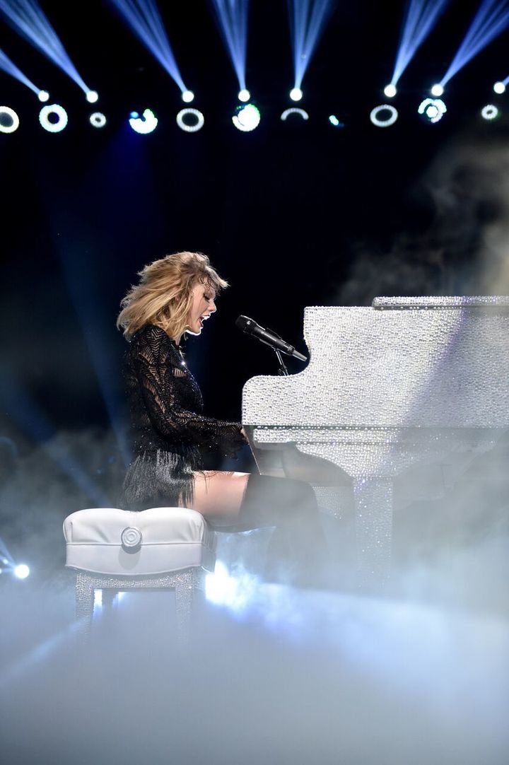Taylor Swift gives a rousing piano performance of her song, “All Too Well” during DIRECTV NOW’s Super Saturday Night event.