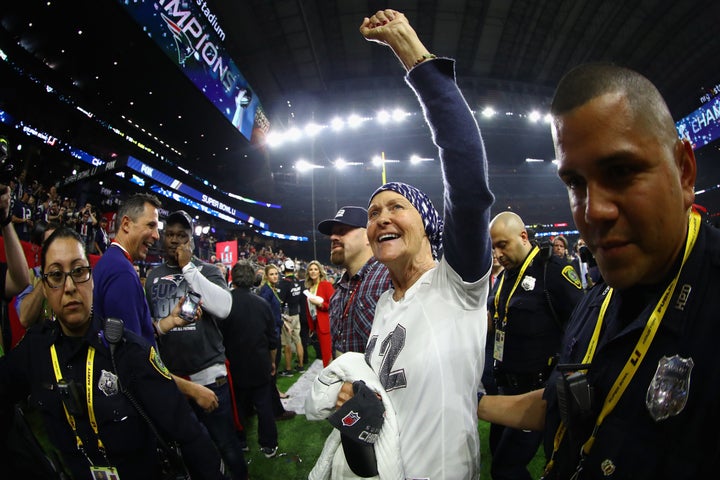 Galynn Brady celebrates after Super Bowl LI at NRG Stadium in Houston.