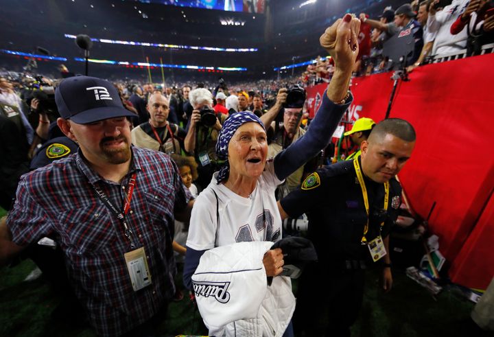 Galynn Brady leaves the field following the New England Patriots' victory at the Super Bowl LI.