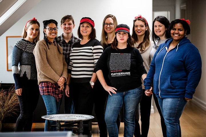 <p>The organisers of the 2017 Women’s March Copenhagen: (L-R) Rebecca Rutt, Lesley-Ann Brown, Mary Weir, Karen Covington, Elizabeth Williams Oerberg, Colleen Carroll, Natalia Pfeifer, Julie Callahan, Akilah Foote (photo: Wilfred Gachau, wilfredgachau.com) </p>