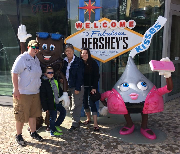 In front of the Hersey Store on Vegas Strip.