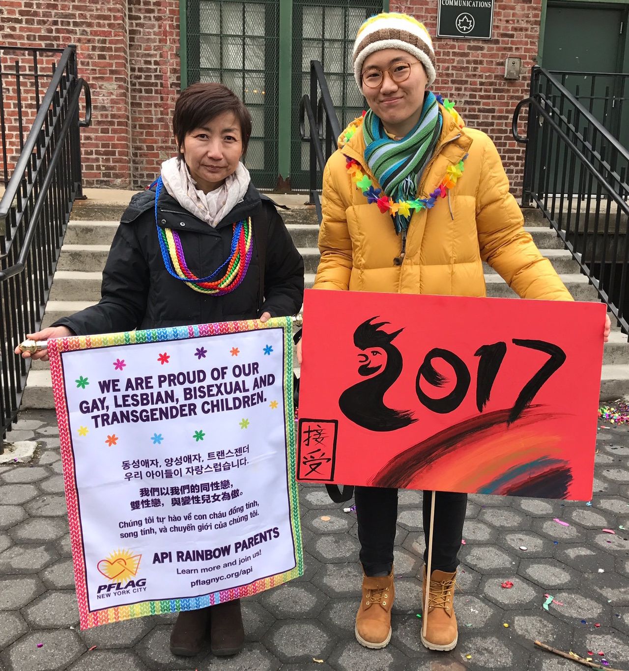 Clara Yoon and Lanny Li march with LGTBQ Asian-Americans in the Lunar New Year parade to highlight the unique issues they face. 