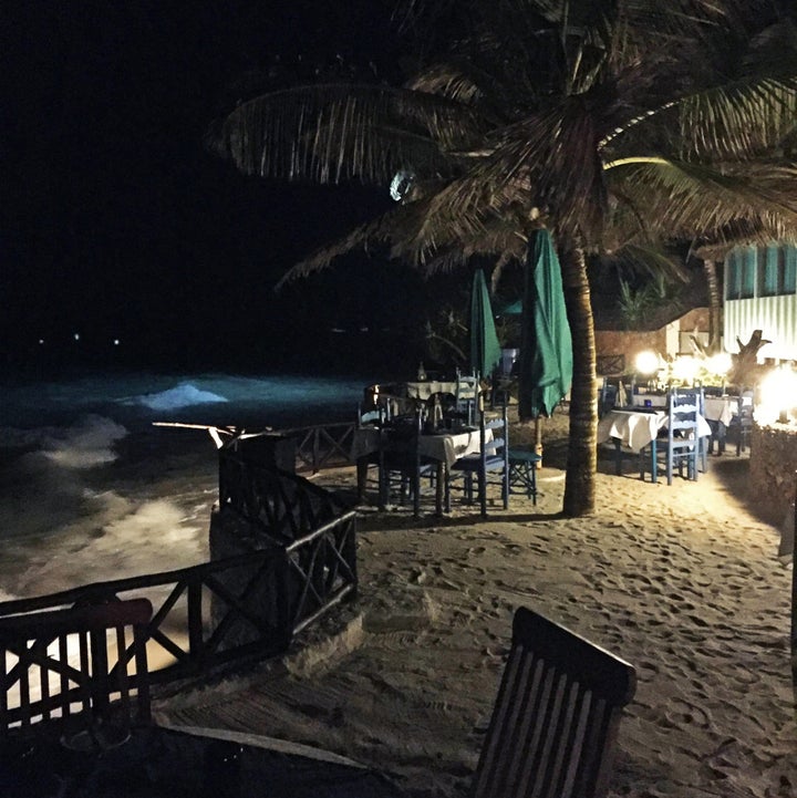 A night scene of an empty resort on Diani Beach in Kenya. Many of the area’s resorts were deeply affected by terror attacks in Kenya spanning several years.