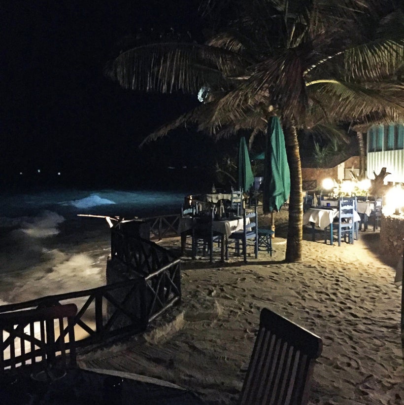 A night scene of an empty resort on Diani Beach in Kenya. Many of the area’s resorts were deeply affected by terror attacks i
