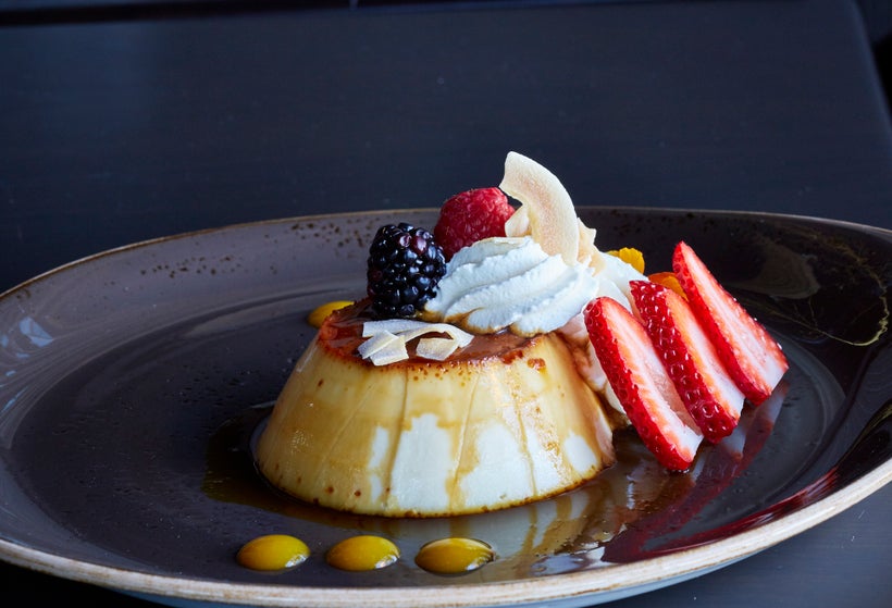 One of Mariposa’s flan & fruit desserts.