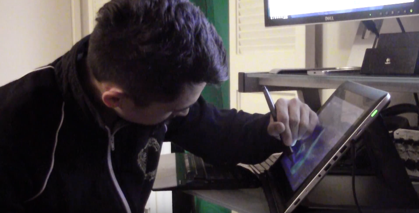 Chris Hayward focuses at his dedicated workspace