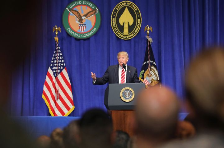 <strong>Trump speaks during a visit to US Central Command</strong>