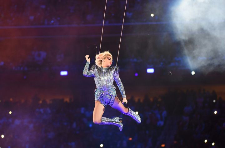 Lady Gaga flew across the stadium during her show