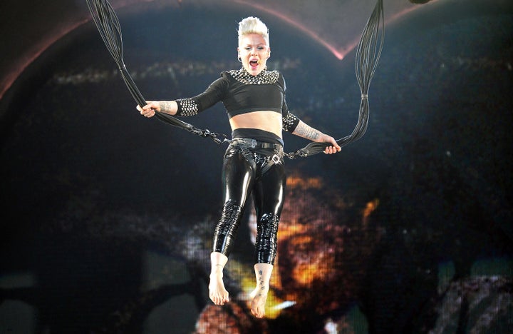 <strong>Pink regularly performs at her shows on high wires</strong>