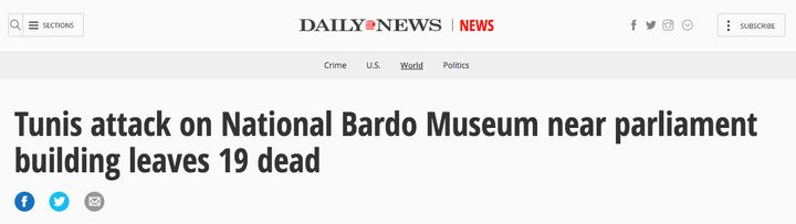 <strong>The New York Daily News covered the bardo Museum attack.</strong>