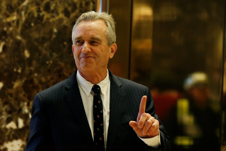 Robert F. Kennedy Jr. gestures while entering the lobby of Trump Tower in New York City on Jan. 10.