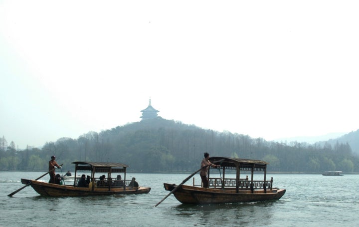 Wooden boats on West Lake