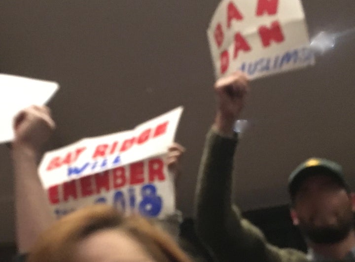 Protestors from Bay Ridge interrupted Donovan’s speech at the Brooklyn Chamber of Congress