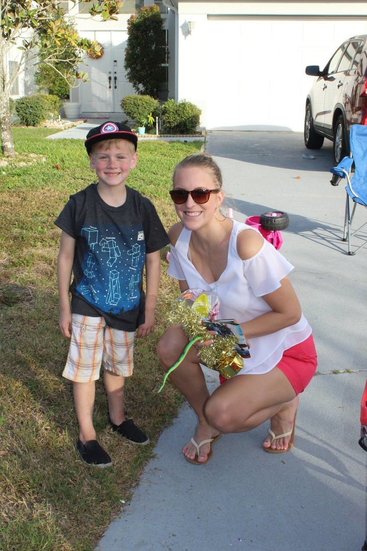 Blake's teacher stopped by to show her support.