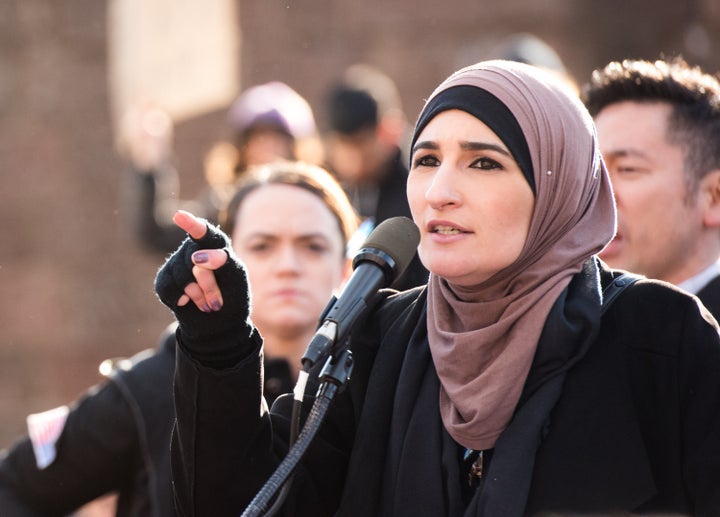 Linda Sarsour at a Jan. 29 rally in New York City to protest Donald Trump's executive order banning refugees and immigra