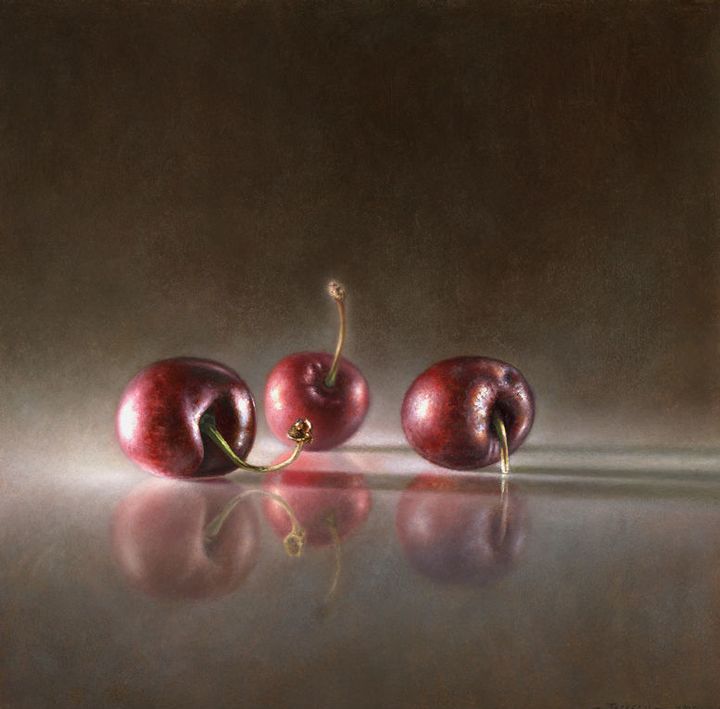 <p> Transitory Reflections: Cherries | Oil on panel - 8” x 8’</p>