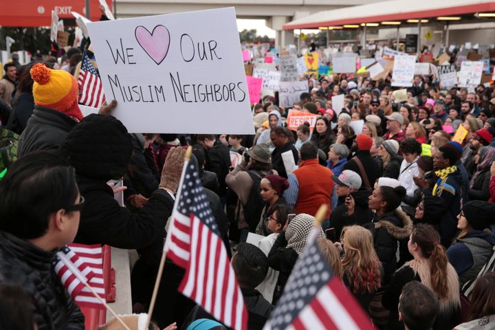 Thousands of people attend an anti-Donald Trump travel ban protest outside Hatfield-Jackson Atlanta International Airport in Atlanta, Georgia U.S., January 29, 2017.