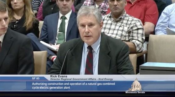 Xcel Energy’s Rick Evans testified in favor of the bill 