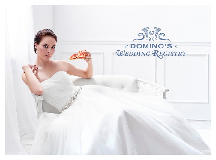 Only the classiest brides eat Domino's.