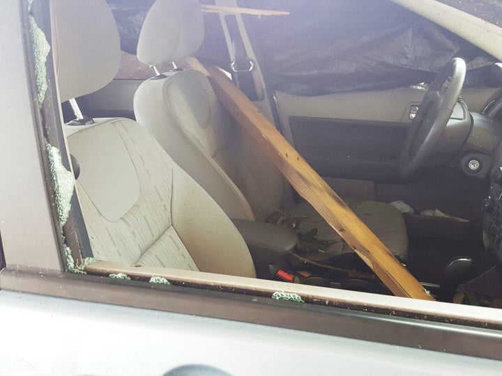 The piece of wood inside the car that hit Sharon Walter's mother in the head.