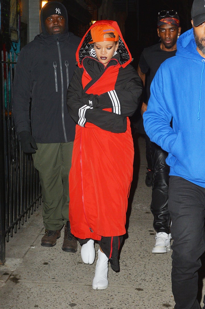 Rih walking in Manhattan's Lower East Side. 