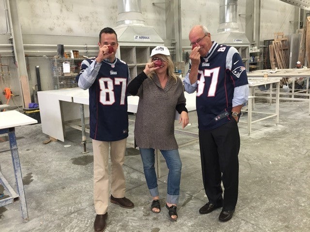 Sean Clarke, Dawn Carroll, and Tom Clarke during the making of the Intel Super Bowl Commericial