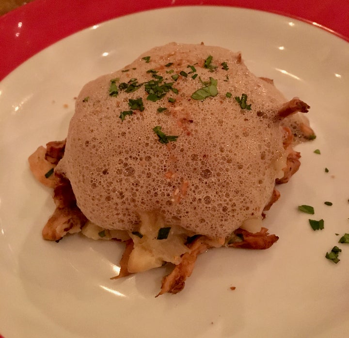 <p>Soft-boiled egg with mushrooms and Jerusalem artichoke at Astier</p>