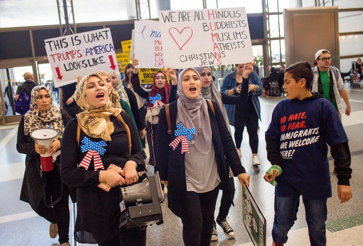 President Donald Trump's executive order targeting citizens of Muslim-majority countries was met with nationwide protests, including this one at Los Angeles International Airport.