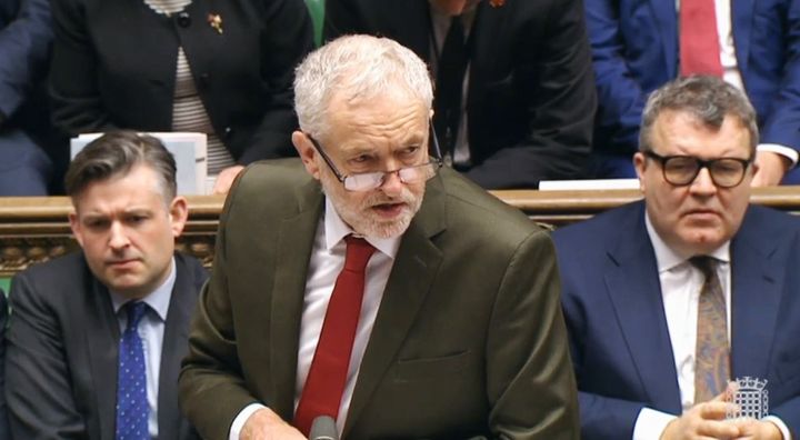 Labour party leader Jeremy Corbyn speaks during Prime Minister's Questions in the House of Commons, London.