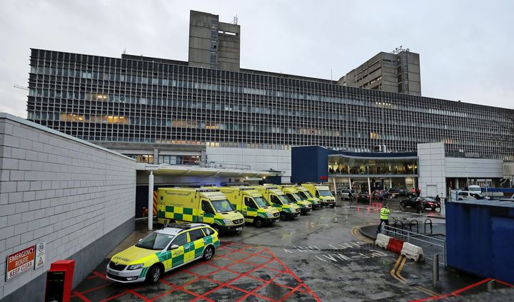 Accident and emergency patients in England experienced the worst month of delays this winter in the 13 years, leaked documents suggest; ambulances are pictured above outside the A&E department of the Royal Liverpool University Hospital