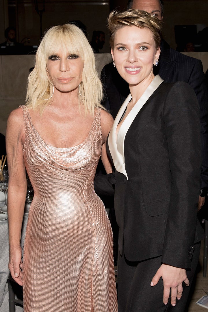 The actress posing with Donatella Versace. 