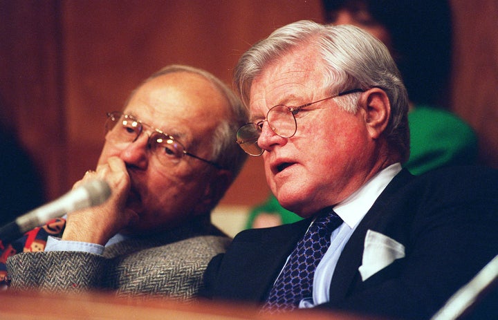 Dingell and then-Sen. Edward Kennedy (D-Mass.), seen here during a 1997 hearing on managed care reform. The two worked f