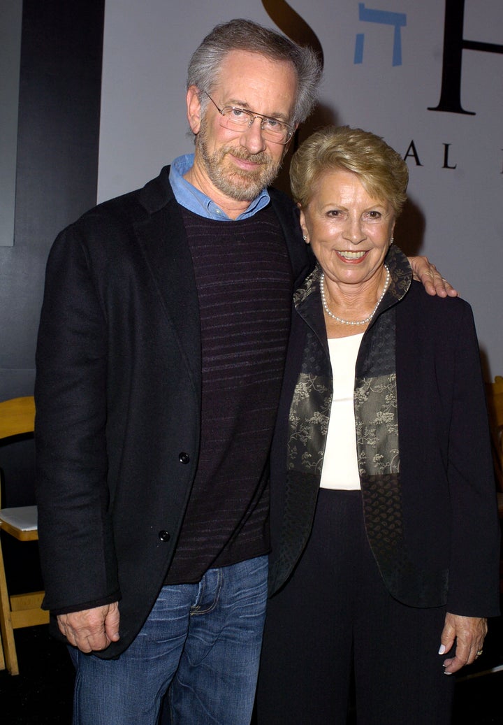 Helen Jonas-Rosenzweig with Steven Spielberg during the Schindler's List DVD release