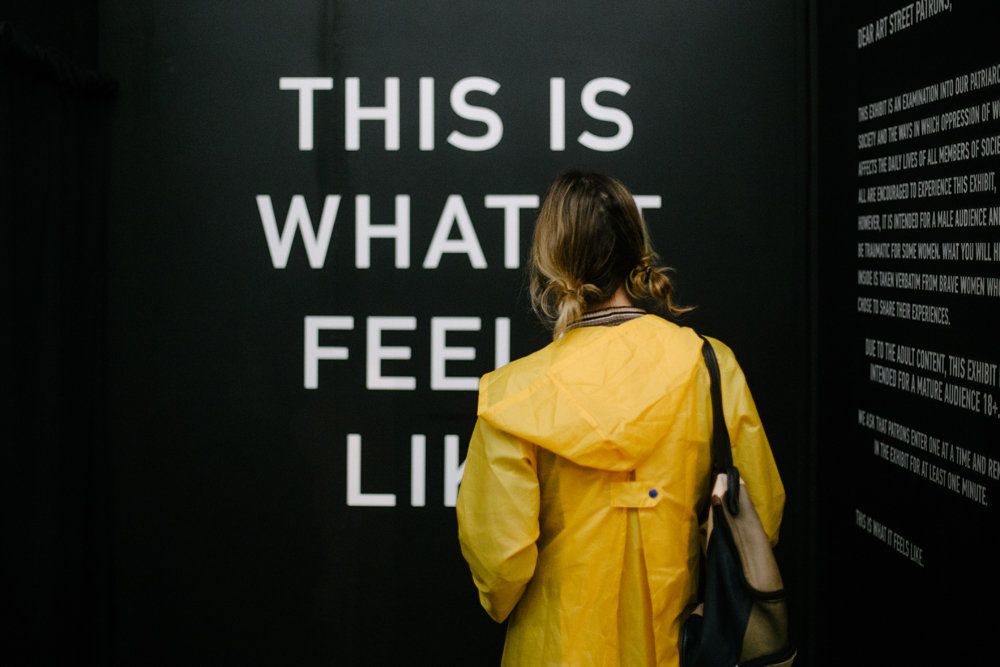 A woman attends the exhibit in Sacramento, Ca. 