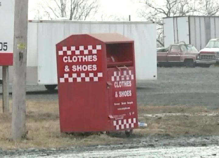 A Pennsylvania woman died after getting her arm stuck in a donation bin and was unable to free herself.