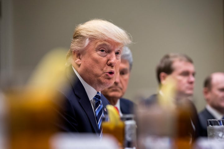 President Donald Trump speaks to Democratic and Republican senators about his Supreme Court nominee Neil Gorsuch in the Roosevelt Room of the White House February 9, 2017.