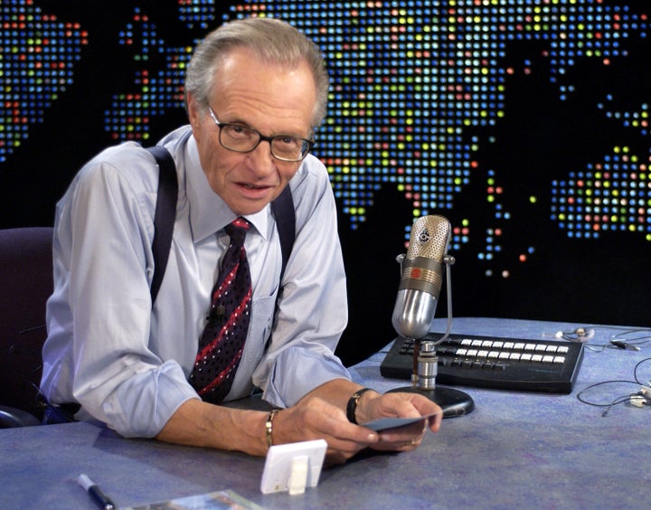 Larry King on "Larry King Live" at CNN Studios in Hollywood, California, in 2003.