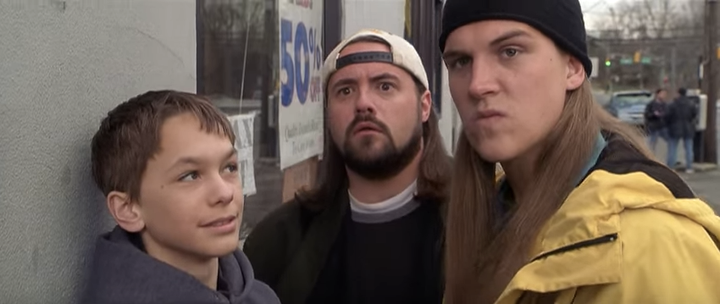 Kevin Smith (center) and Jason Mewes (right) in "Jay and Silent Bob Strike Back."