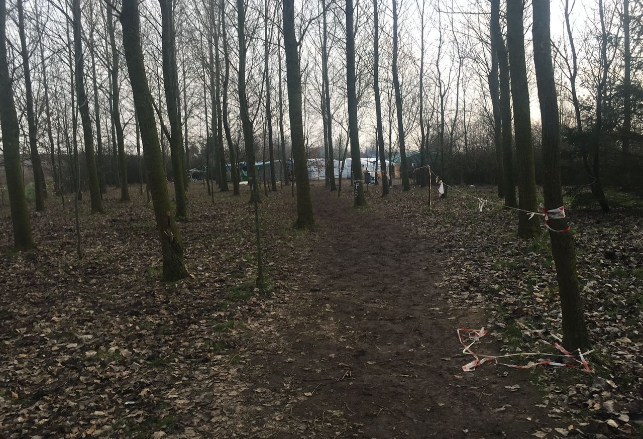 Makeshift camps like this have recently begun to appear in and around the Calais area, with none of the infrastructure of previous settlements