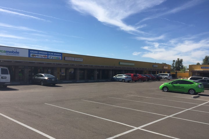 The parking lot where the Arizona Allnation Refugee Resource Center is located.