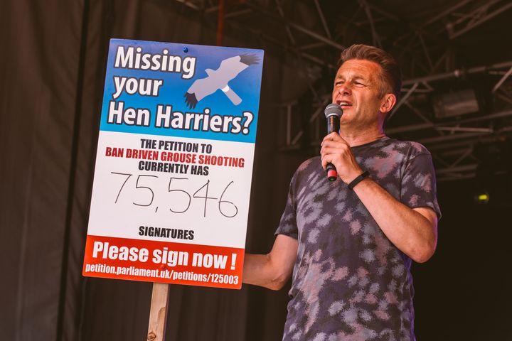 Chris Packham speaking about the plight of hen harriers at an event last year.