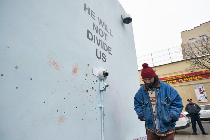 Shia LaBeouf outside the Museum of the Moving Image.