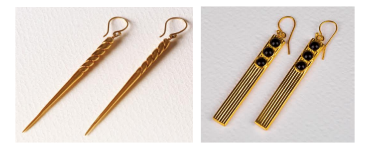 Unicorn Earrings and Black Onyx Long Bar Earrings from Yu Wei Designs