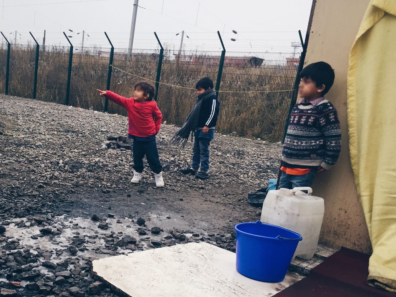 Photo taken by a campaigner of child refugees in Calais last month (pixellated by HuffPost UK)