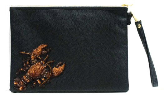 Tea & Tequila Trading Beaded Lobster on Black Bag