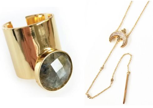 Titania Druzy Necklace and Moongazer Cuff Ring from Elizabeth Stone